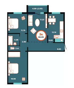 Продается 3-комн. квартира, 79,8 м²