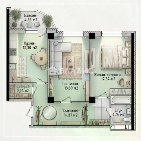 Продается 2-комн. квартира, 71,9 м²