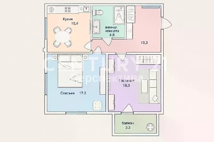 Продается 2-комн. квартира, 59,8 м²