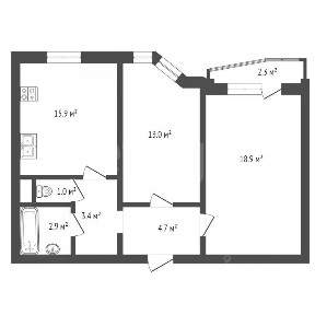 Продается 2-комн. квартира, 59,4 м²