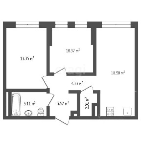Продается 2-комн. квартира, 56,1 м²