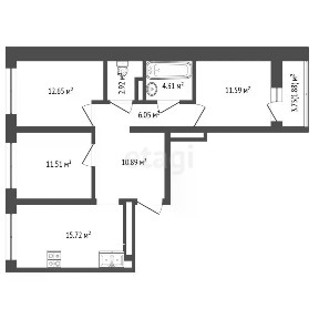 Продается 3-комн. квартира, 74,9 м²