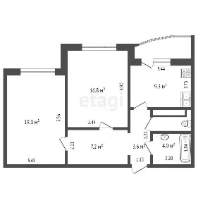 Продается 2-комн. квартира, 62,3 м²