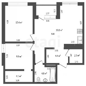 Продается 2-комн. квартира, 64 м²