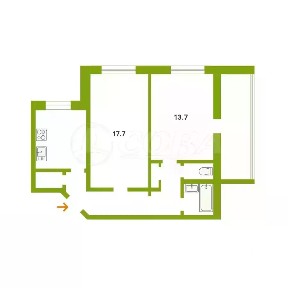 Продается 2-комн. квартира, 54,5 м²