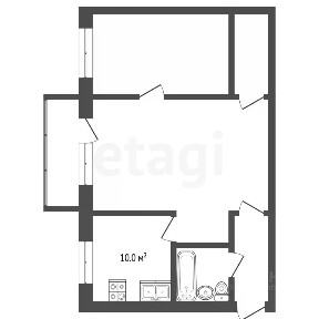Продается 1/3 квартиры, 43,6/10 м²