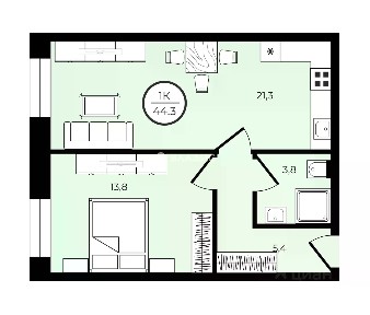 Продается 1-комн. квартира, 44 м²