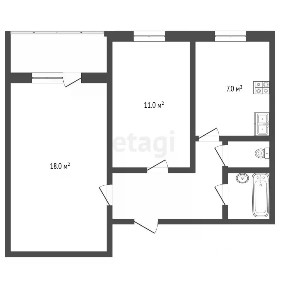 Продается 2-комн. квартира, 43,3 м²