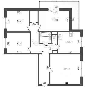 Продается 4-комн. квартира, 77,3 м²