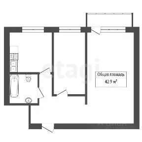 Продается 2-комн. квартира, 42,9 м²