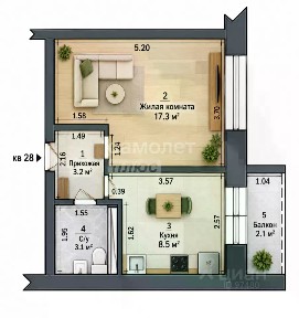 Продается 1-комн. квартира, 32,1 м²