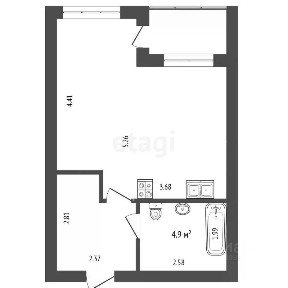 Продается студия, 32,8 м²