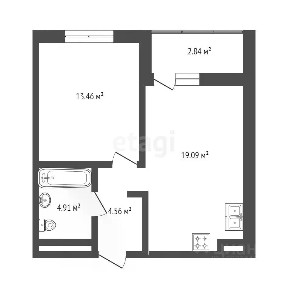Продается 1-комн. квартира, 46,7 м²