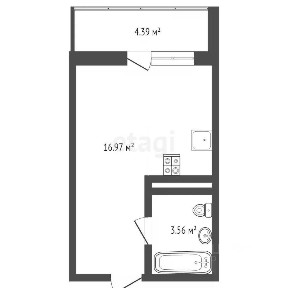 Продается студия, 19,6 м²