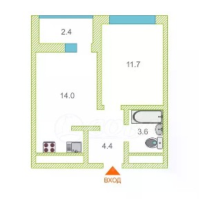 Продается 1-комн. квартира, 33,9 м²