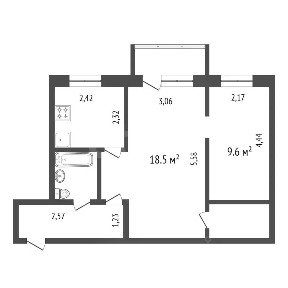 Продается 2-комн. квартира, 43,6 м²