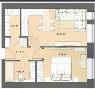 Продается 1-комн. квартира, 43,6 м²