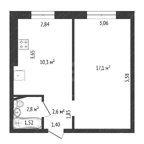 Продается 1-комн. квартира, 33,1 м²