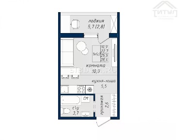 Продается студия, 22,9 м²