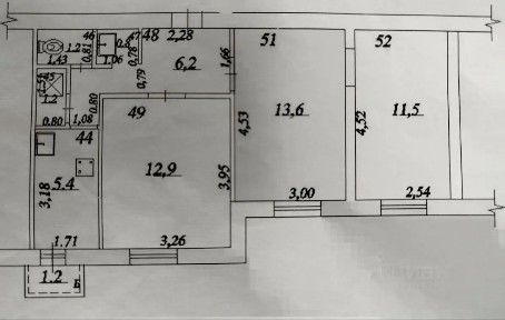 Сдается 3-комн. квартира, 53 м²