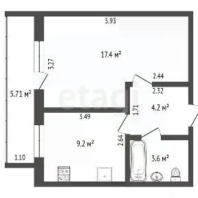 Продается 1-комн. квартира, 34,3 м²