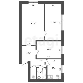 Продается 3-комн. квартира, 51,7 м²