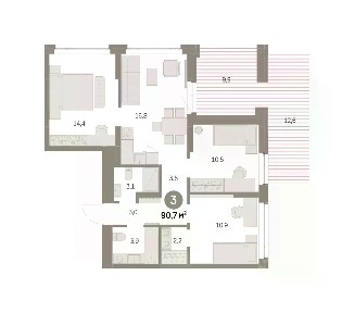 Продается 3-комн. квартира, 90,73 м²