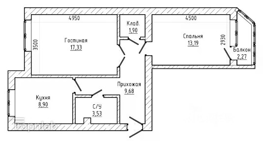 Продается 2-комн. квартира, 54,6 м²