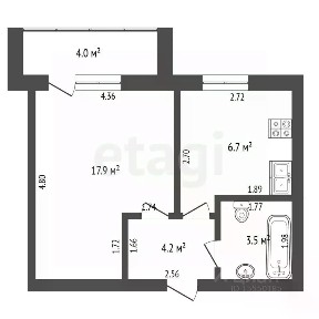 Продается 1-комн. квартира, 34,3 м²