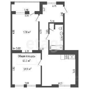 Продается 2-комн. квартира, 65,5 м²