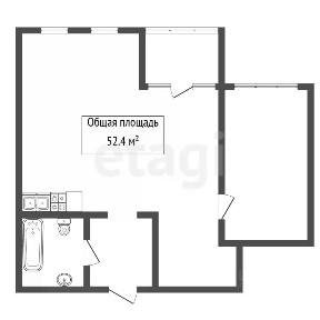 Продается 2-комн. квартира, 52,4 м²