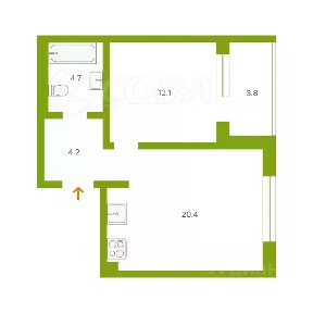 Продается 1-комн. квартира, 41,3 м²