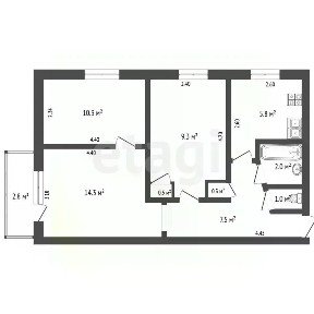 Продается 3-комн. квартира, 52 м²