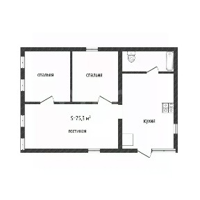 Продается 1-этажный дом, 75,3 м²