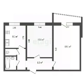 Продается 2-комн. квартира, 53,1 м²