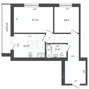 Продается 2-комн. квартира, 51,7 м²