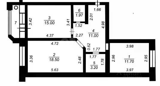 Продается 3-комн. квартира, 61,1 м²