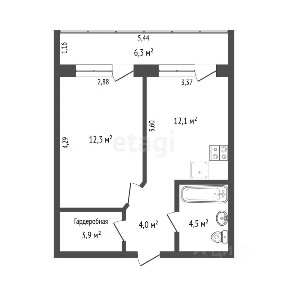 Продается 1-комн. квартира, 37,5 м²