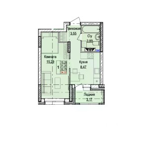 Продается 1-комн. квартира, 32,79 м²