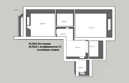 Продается 2-комн. квартира, 64,3 м²