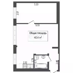 Продается 2-комн. квартира, 40,4 м²