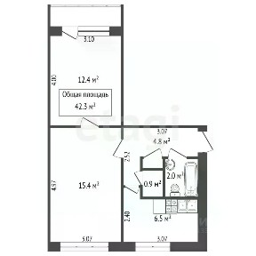 Продается 2-комн. квартира, 42,3 м²
