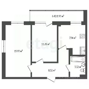 Продается 2-комн. квартира, 47,6 м²