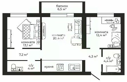 Продается 2-комн. квартира, 68 м²