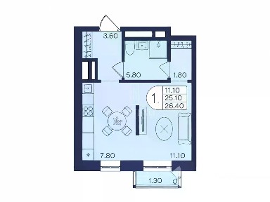 Продается студия, 28 м²
