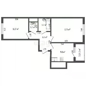 Продается 2-комн. квартира, 52,5 м²