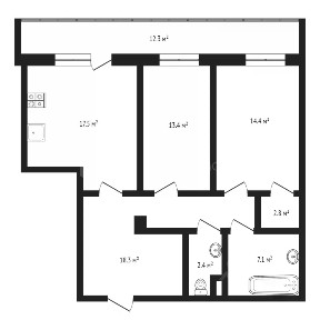Продается 2-комн. квартира, 75,4 м²