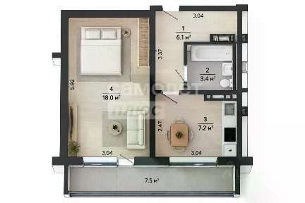 Продается 1-комн. квартира, 34,7 м²