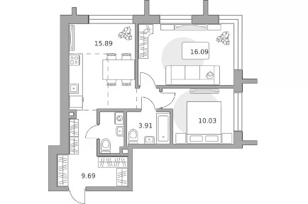 Продается 2-комн. квартира, 59,85 м²