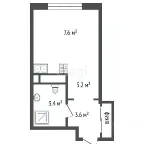 Продается студия, 19,74 м²